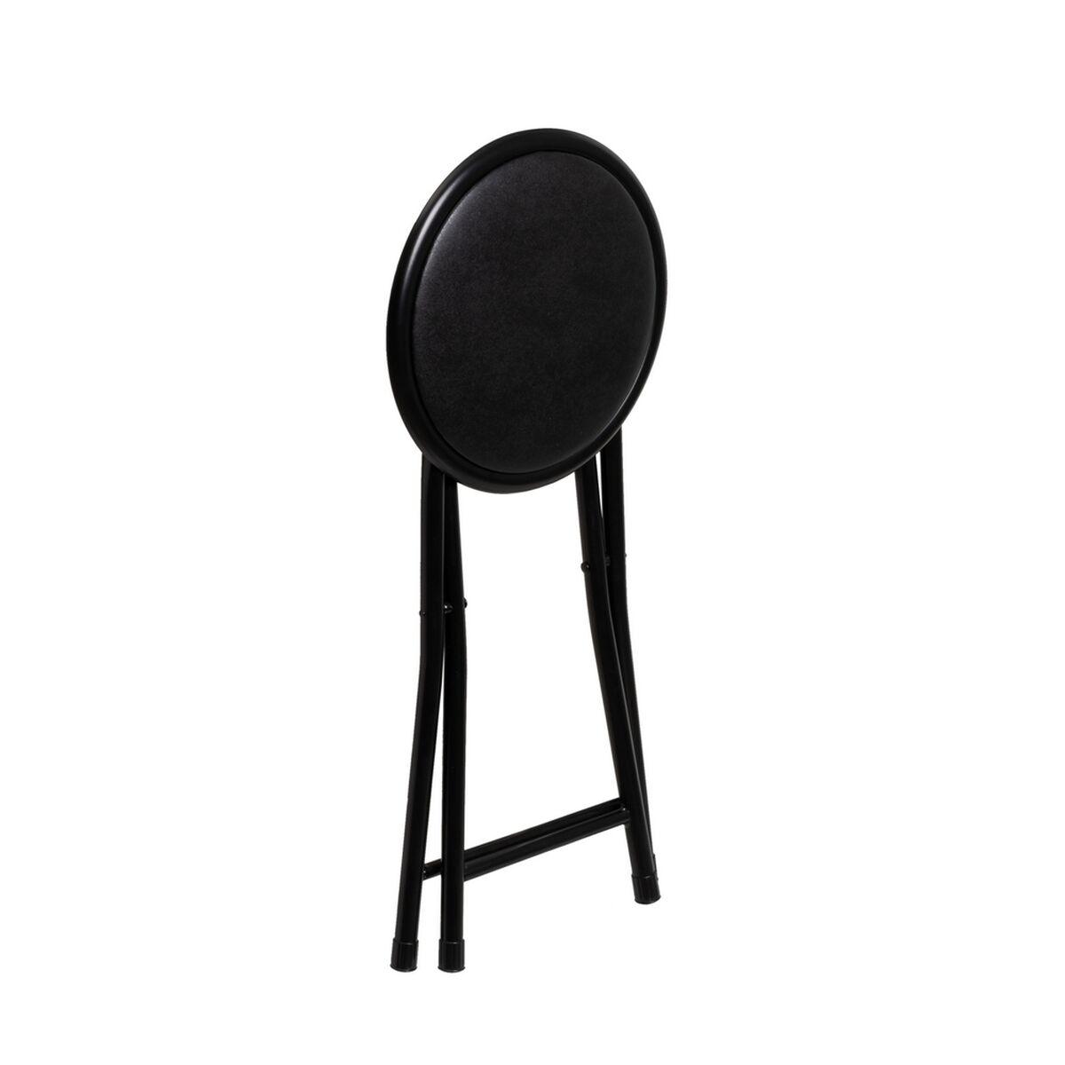 Taburete Negro Poliuretano PVC Hierro 30 x 30 x 45 cm