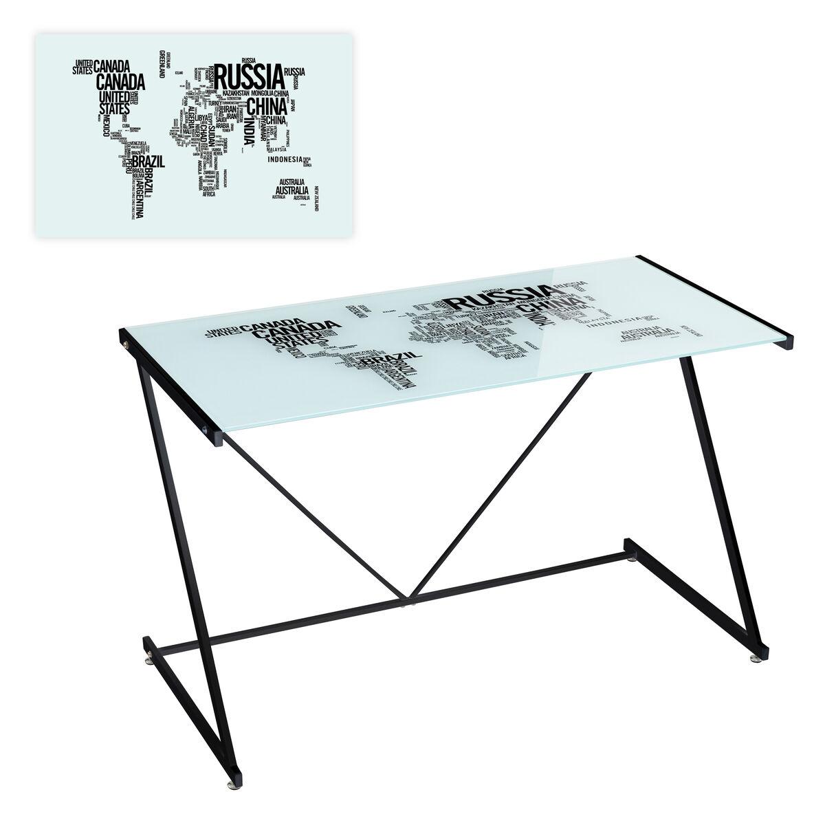 Mesa auxiliar COUNTRIES WORLD Blanco Negro mate 120 x 60 x 75 cm