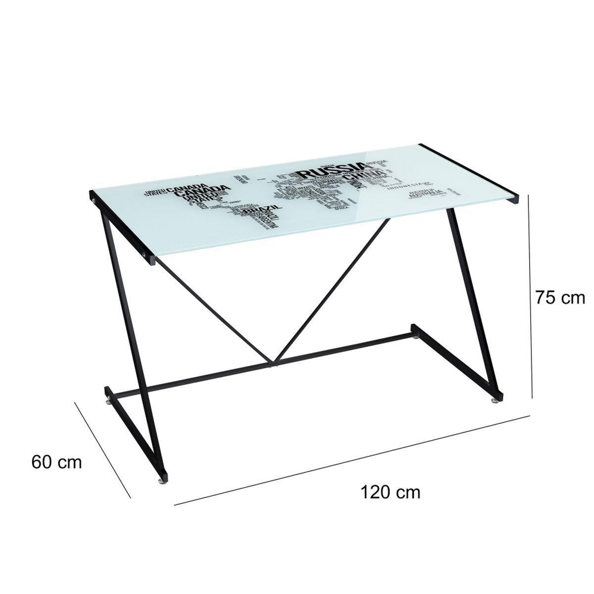 Mesa auxiliar COUNTRIES WORLD Blanco Negro mate 120 x 60 x 75 cm