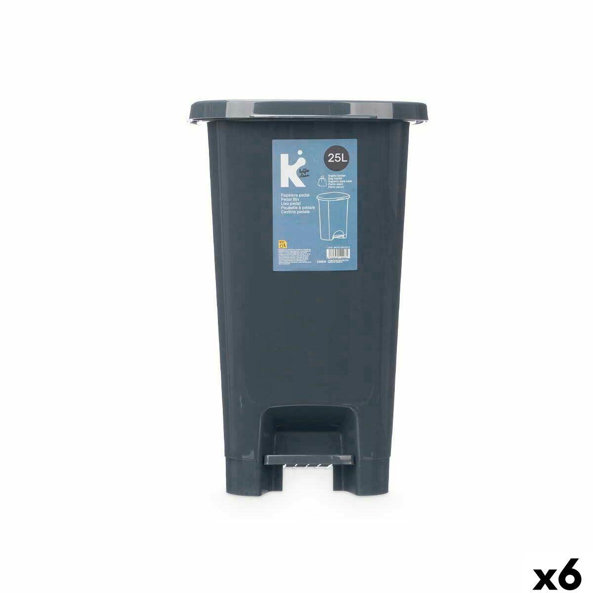 Papelera con Pedal ABK-142 Antracita Plástico 25 L (6 Unidades)
