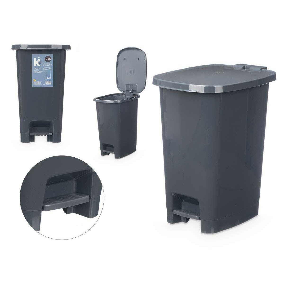 Papelera con Pedal ABK-142 Antracita Plástico 25 L (6 Unidades)