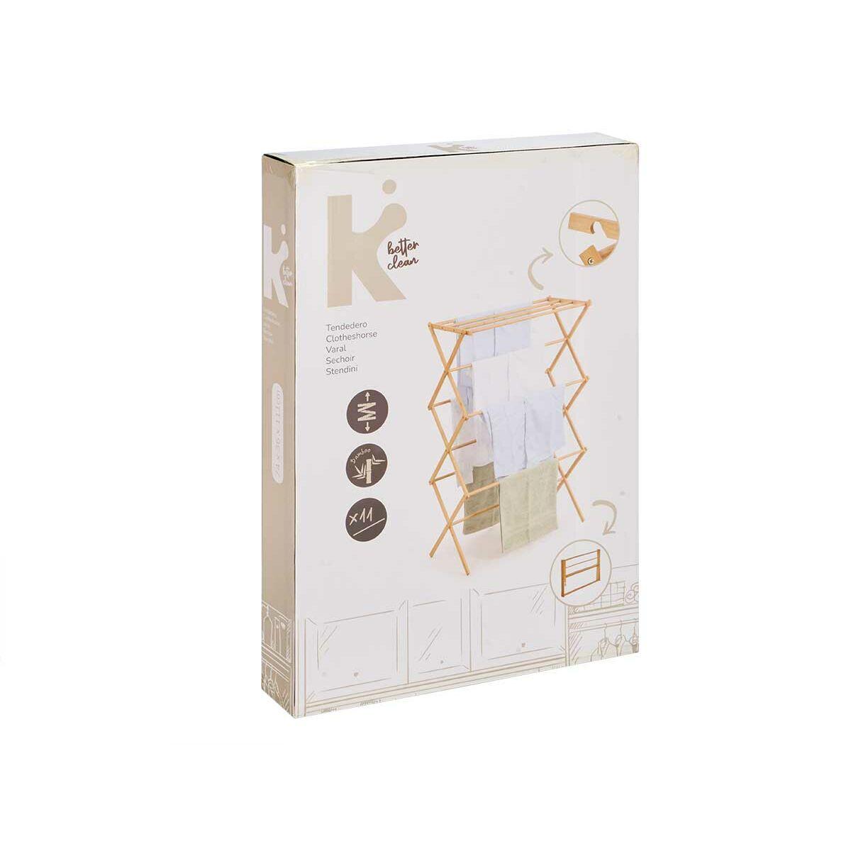 Tendedero Plegable Kipit WR4054B-1 BAMBOO Natural Bambú 74 x 36 x 111 cm 74 x 8 x 50 cm (4 Unidades)