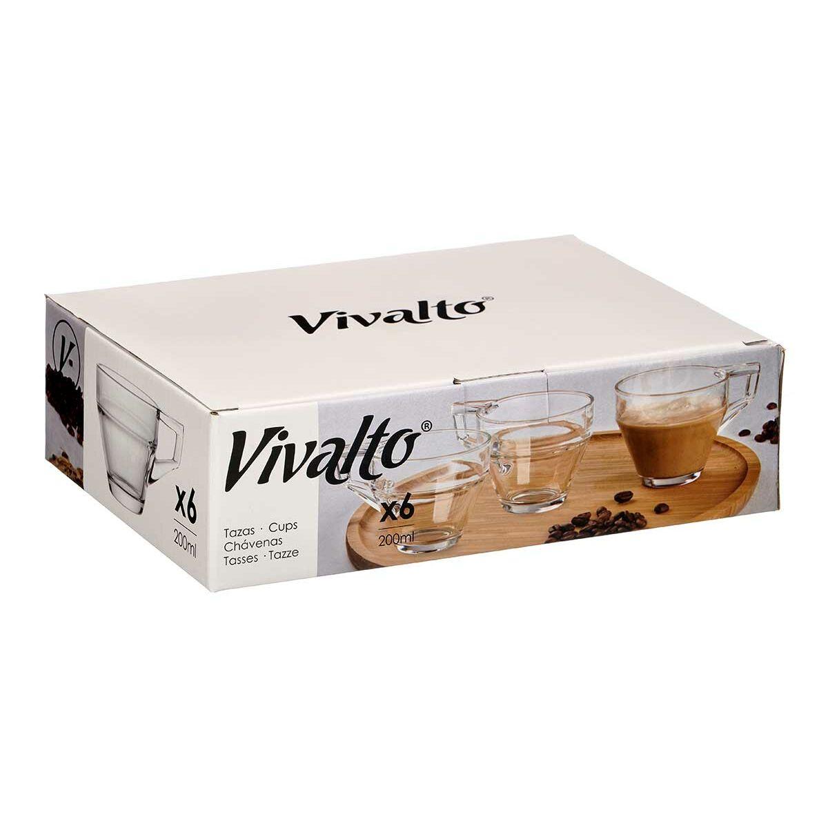 Taza de café y té Vivalto ZLQ02/BHA6 Transparente Vidrio 199 ml (6 Unidades)