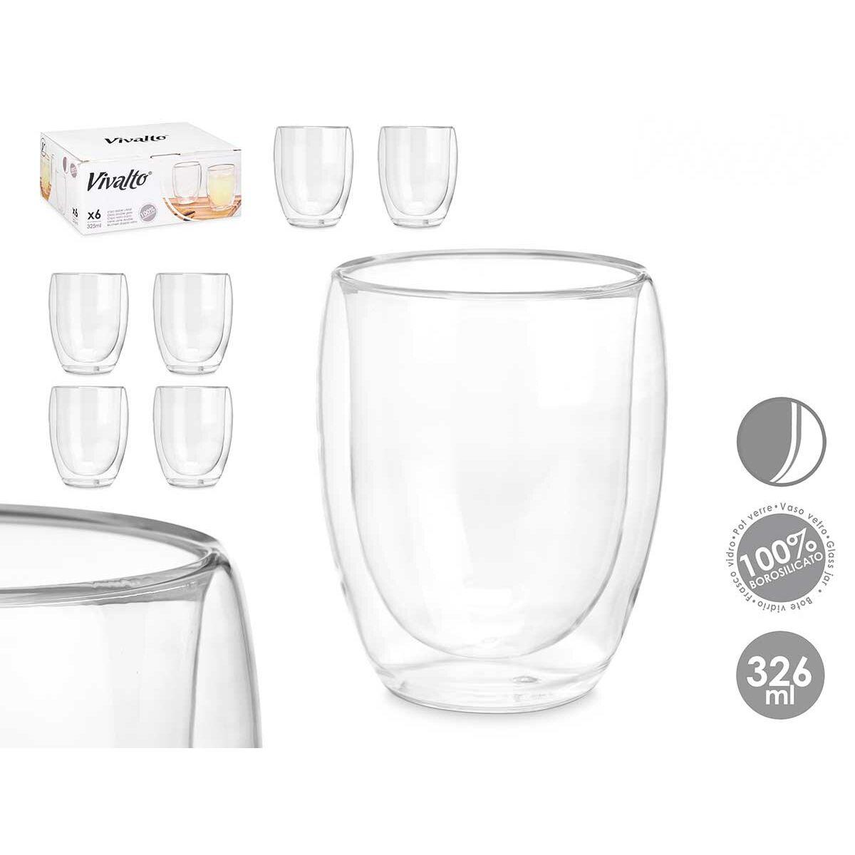 Vaso de agua Vivalto OCT-DG2061 Transparente Vidrio de Borosilicato 326 ml (6 Unidades)