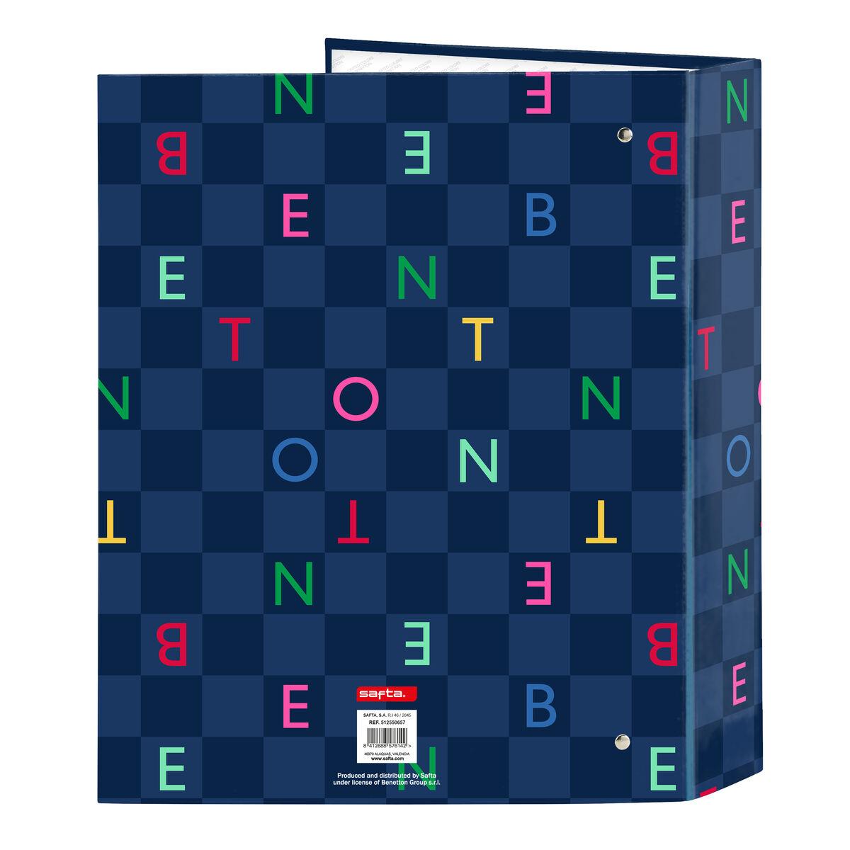 Carpeta de anillas Benetton Damero Azul marino A4 27 x 33 x 6 cm