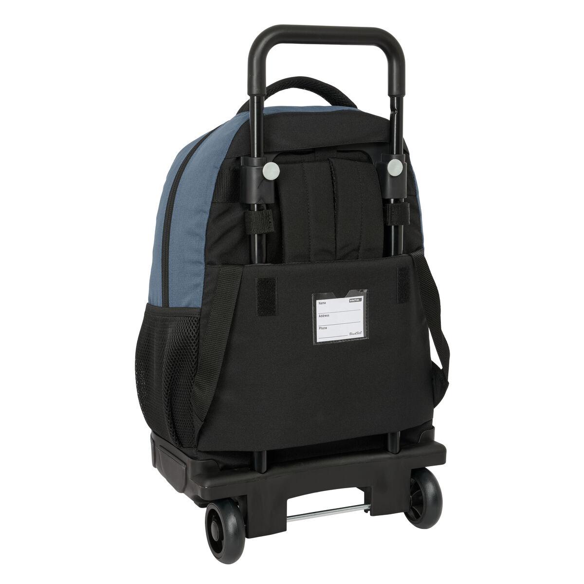 Mochila Escolar con Ruedas BlackFit8 California Azul Negro 33 x 45 x 22 cm