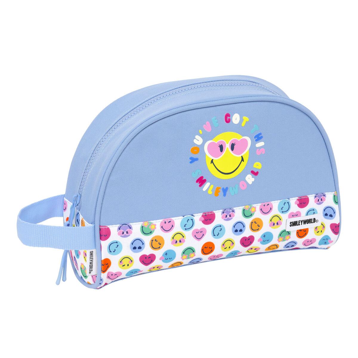 Neceser de Viaje Smiley Joyful Multicolor Azul claro Reciclable 28 x 18 x 10 cm