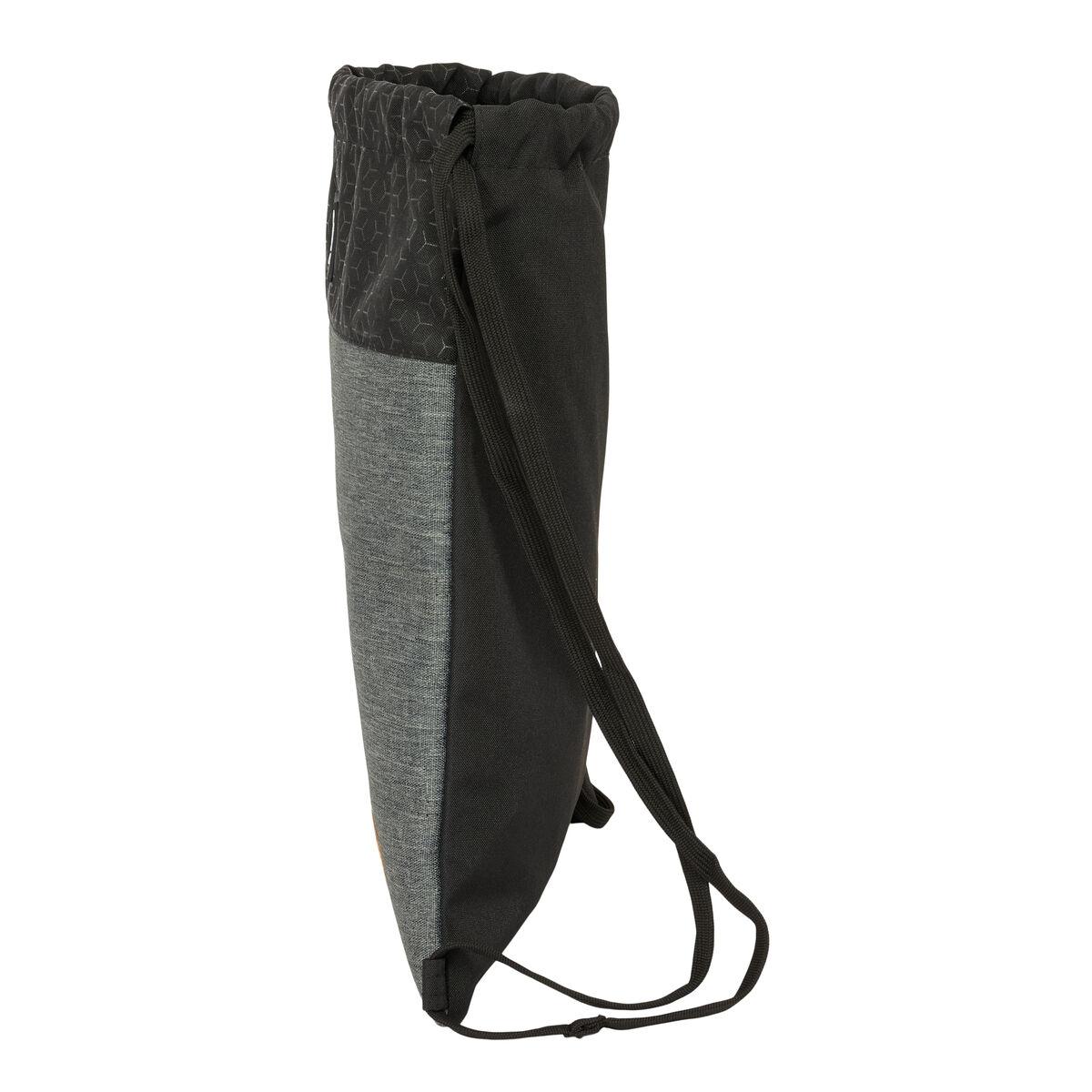 Bolsa Mochila con Cuerdas BlackFit8 Old school Negro Gris 35 x 40 x 1 cm