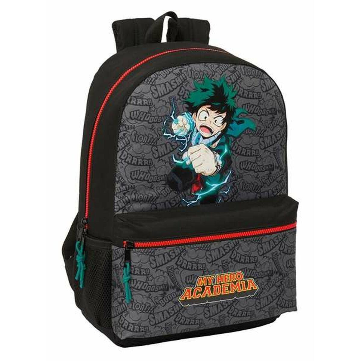 Mochila Escolar My Hero Academia Negro 30 x 46 x 14 cm