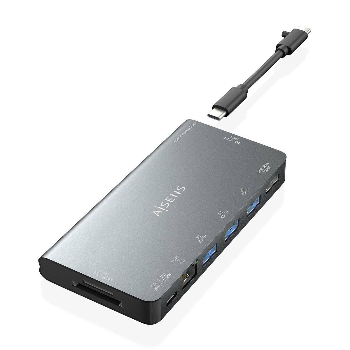 Hub USB Aisens ASUC-8P015-GR Gris Multicolor