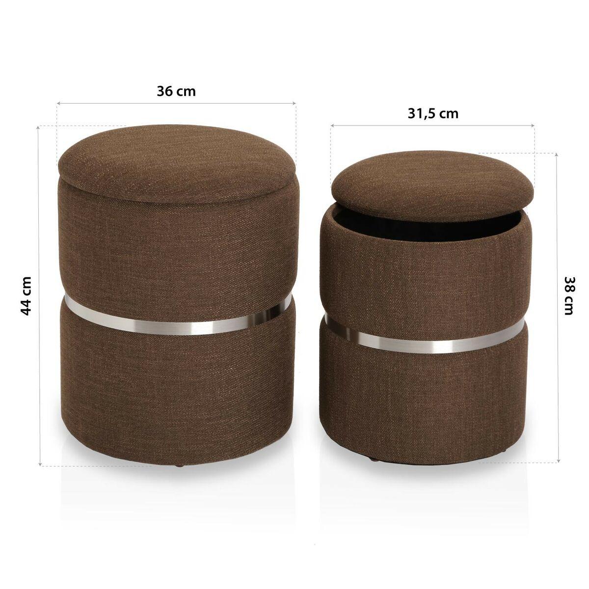 Puff Desmontable Versa Marrón Poliéster Madera MDF