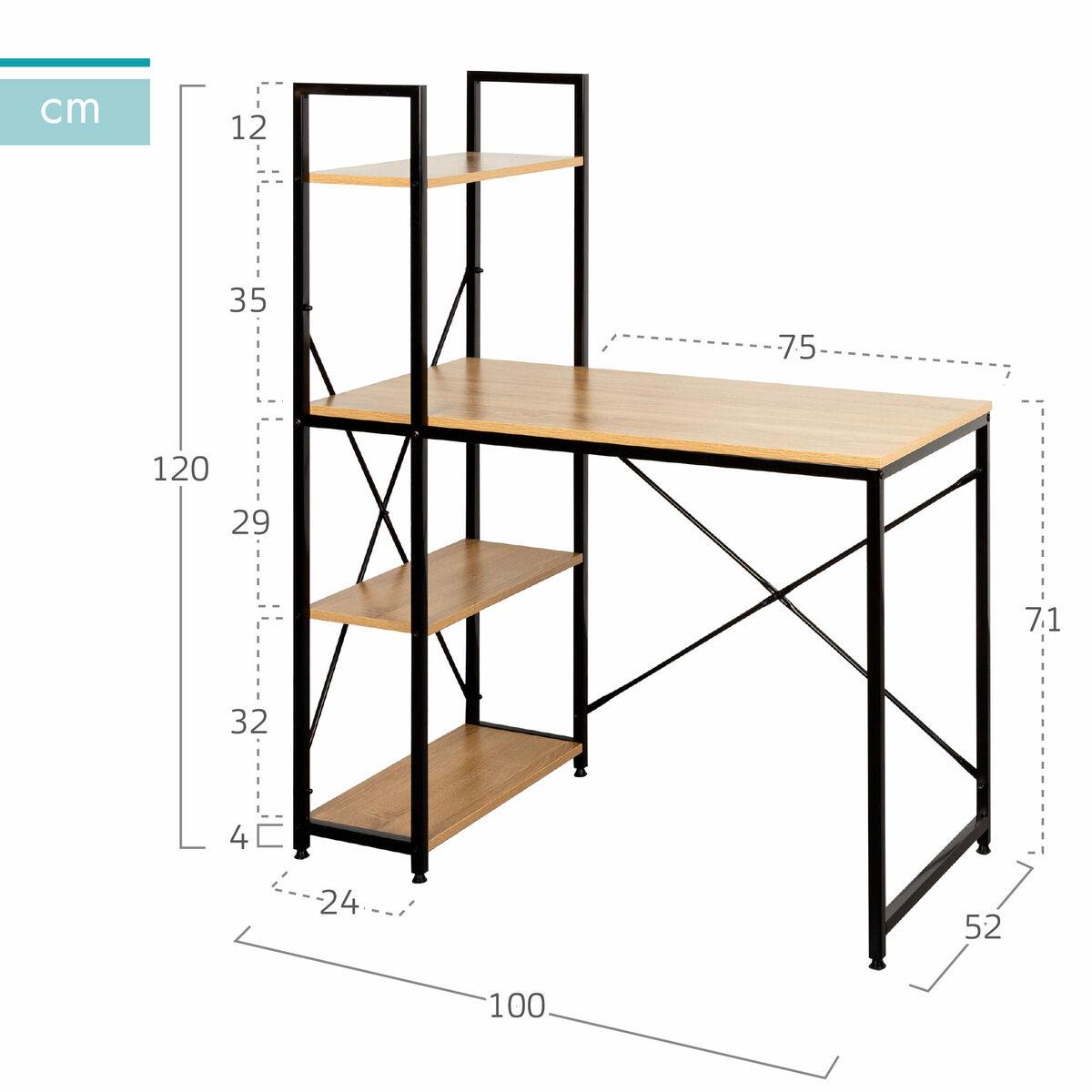 Mesa de Escritorio con Estantería Max Home Acero Melamina Aglomerado 100 x 120 x 52 cm