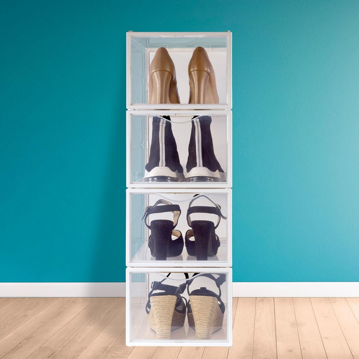 Caja apilable para zapatos Max Home Polipropileno ABS 25 x 18,5 x 35 cm (4 Unidades)