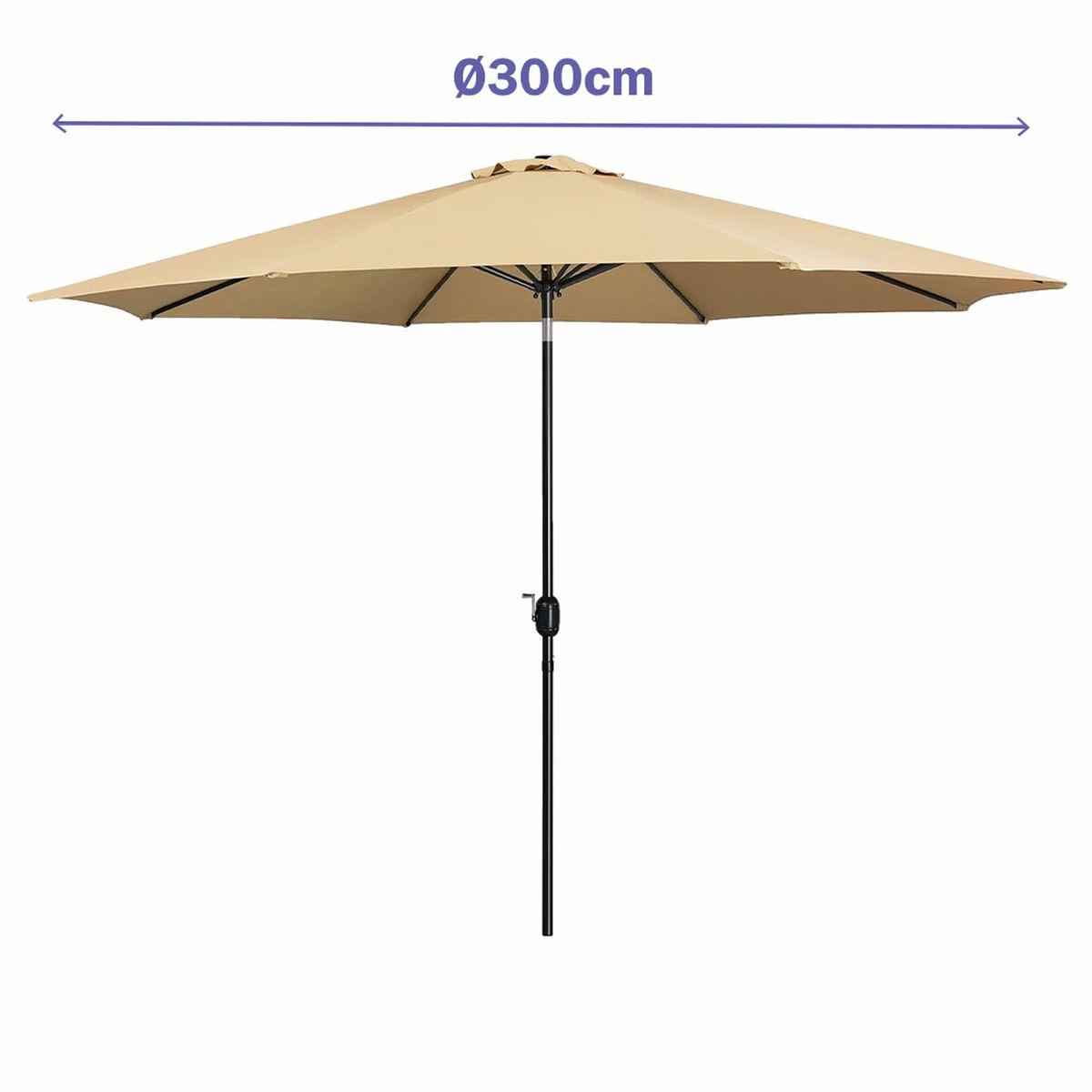 Marbueno Sombrilla Acero 8 Varillas D300 cm Polyester Marron Jardin, Piscina y Terraza 10485