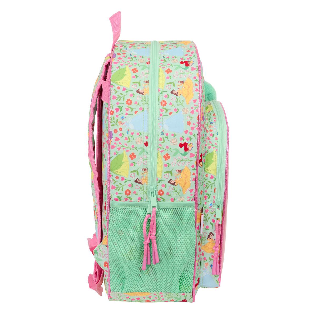 Mochila Escolar Disney Princess Bloom Verde Rosa 33 x 42 x 14 cm