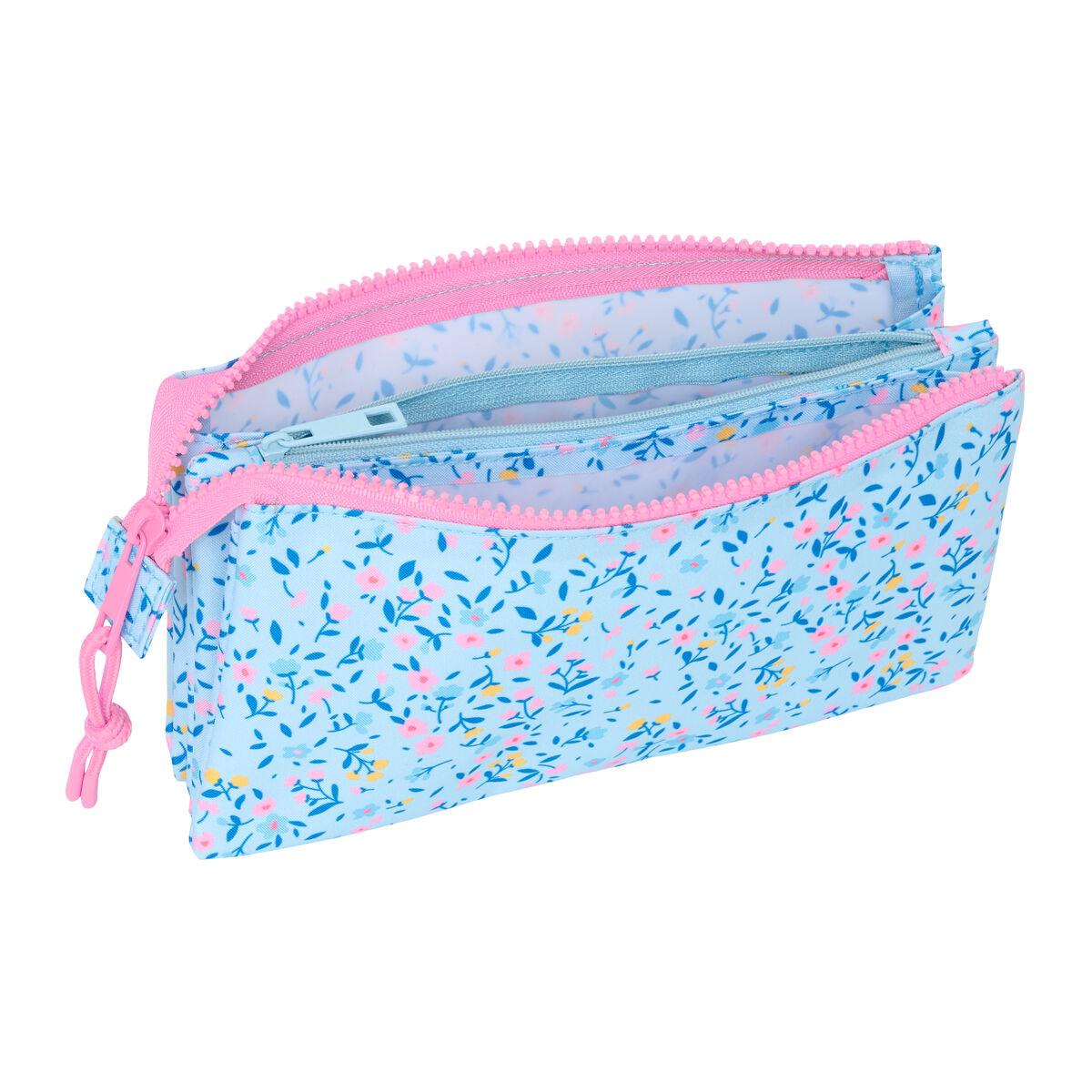 Portatodo Triple Vicky Martín Berrocal Paraíso Rosa Azul claro 22 x 12 x 3 cm