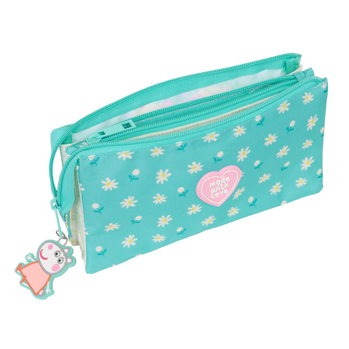 Portatodo Triple Peppa Pig Pretty flowers Amarillo Menta 22 x 12 x 3 cm