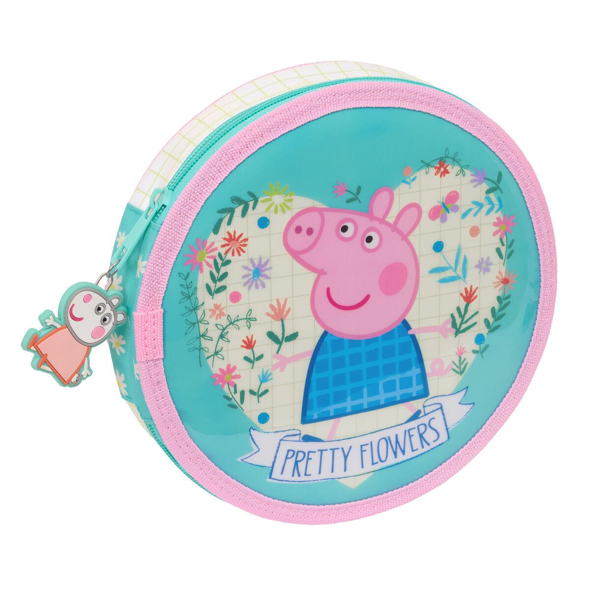 Estuche Escolar con Accesorios Peppa Pig Pretty flowers Amarillo Menta 18 Piezas