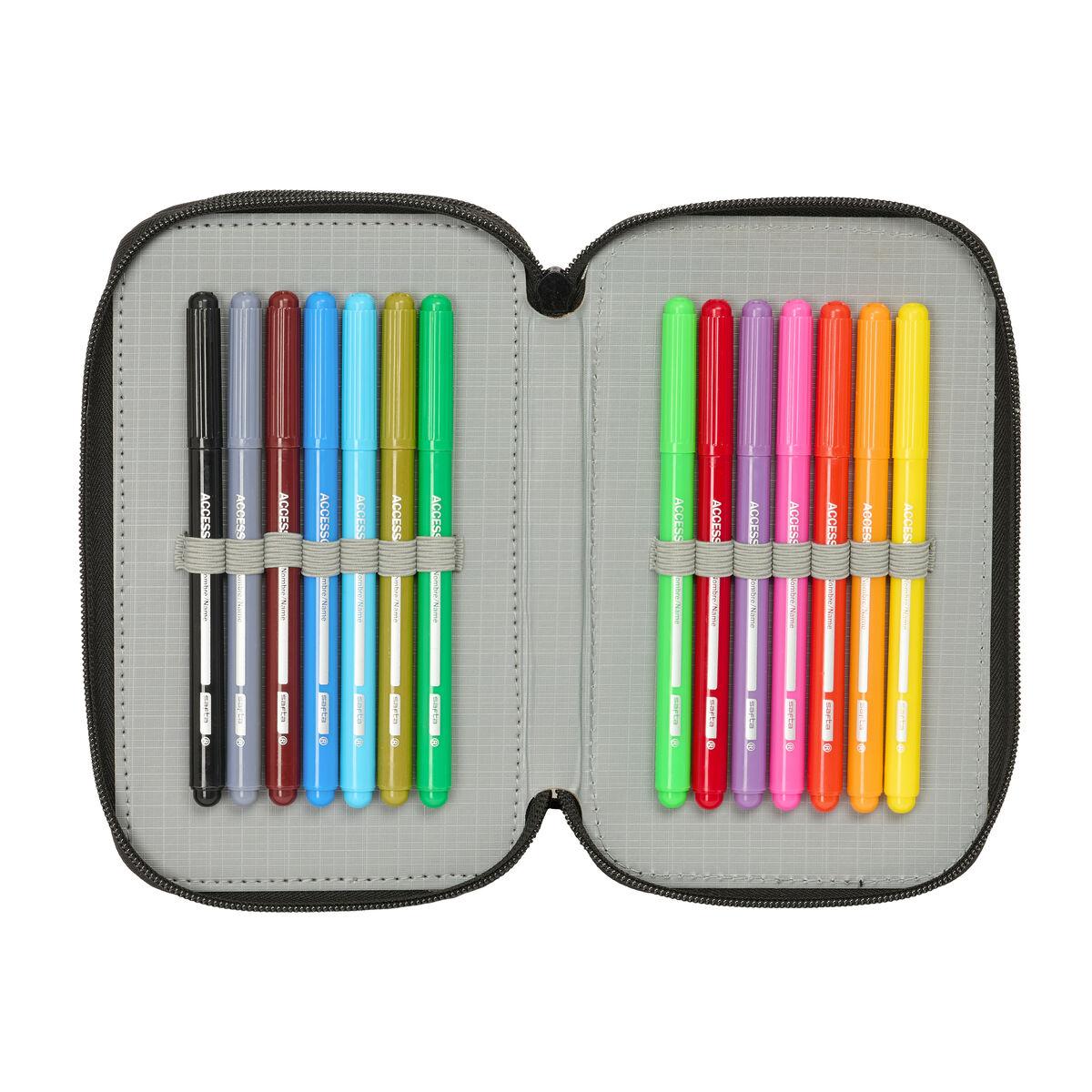 Estuche Escolar con Accesorios The Avengers Vendetta Negro 12,5 x 19,5 x 5,5 cm 37 Piezas