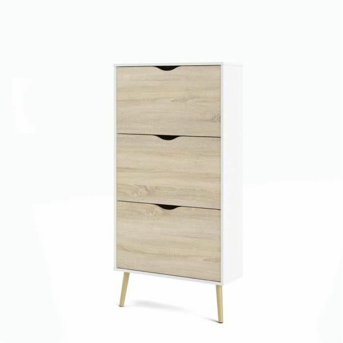 Zapatero Blanco Madera Roble 70,2 x 23,9 x 138,9 cm