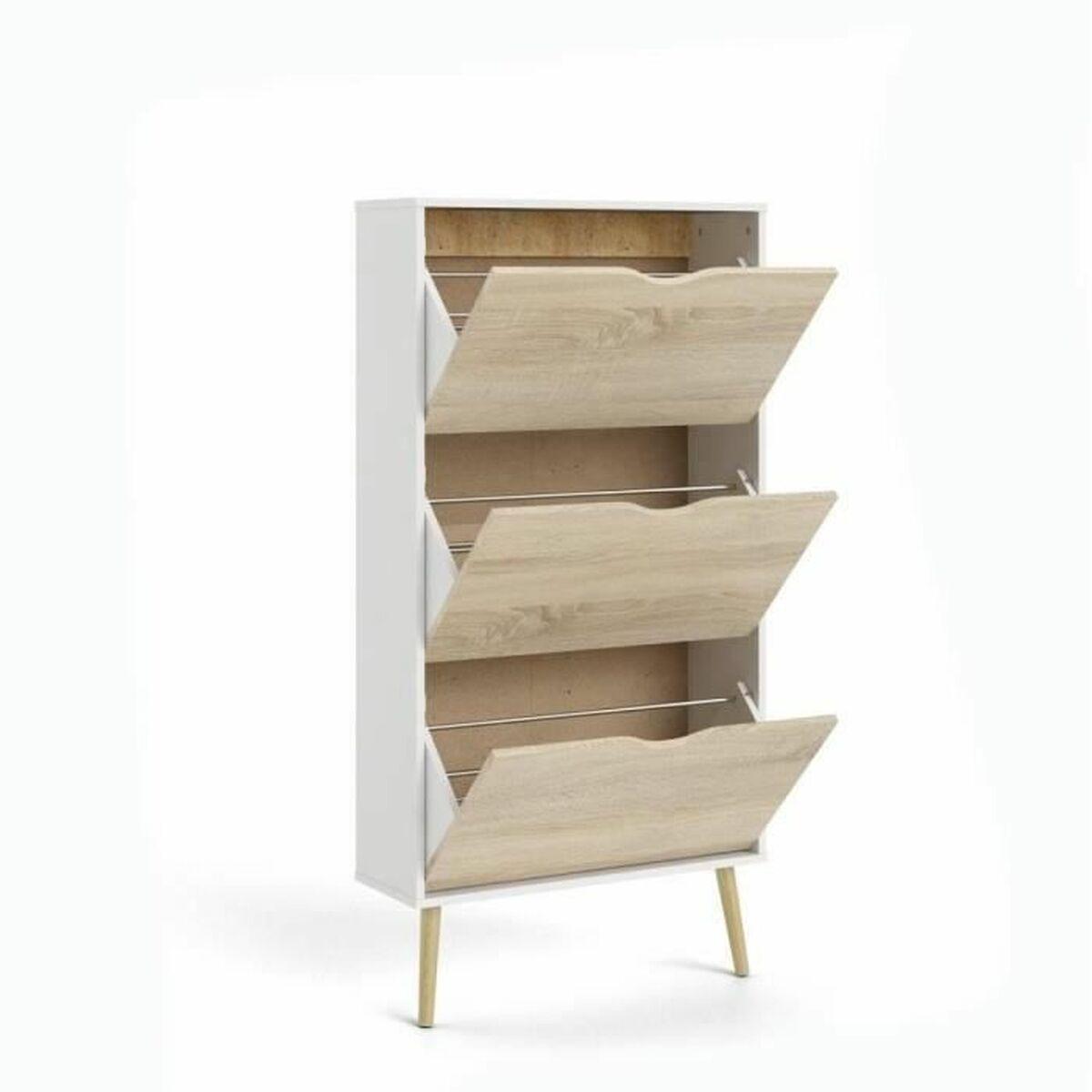 Zapatero Blanco Madera Roble 70,2 x 23,9 x 138,9 cm