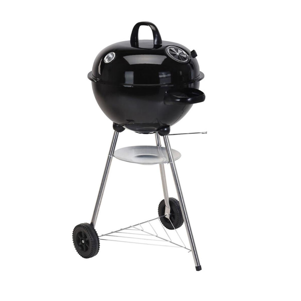 Barbacoa de Carbón con Ruedas Negro 47 x 90 cm Redonda