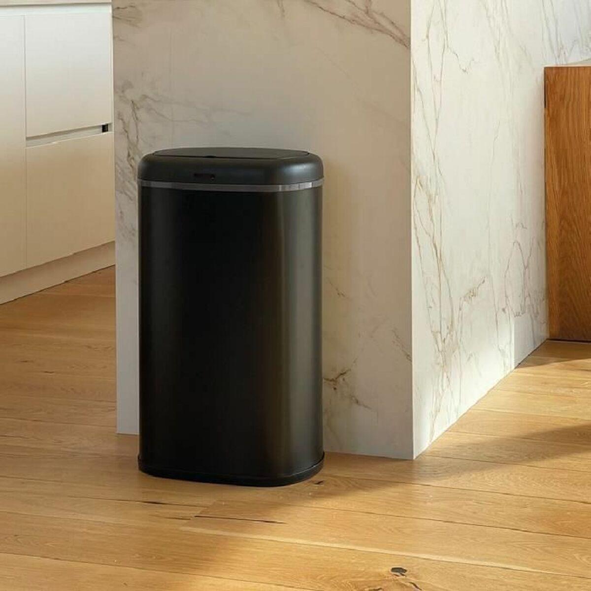 Cubo de basura Kitchen Move Negro Acero Inoxidable 58 L