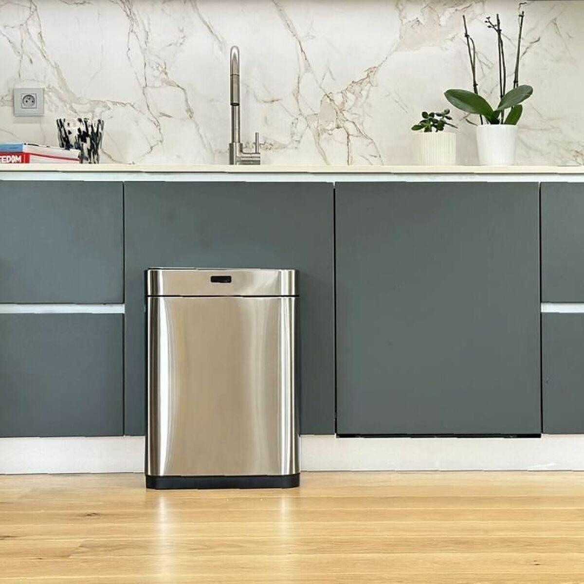 Cubo de basura Kitchen Move Gris Metal Acero Inoxidable 60 L
