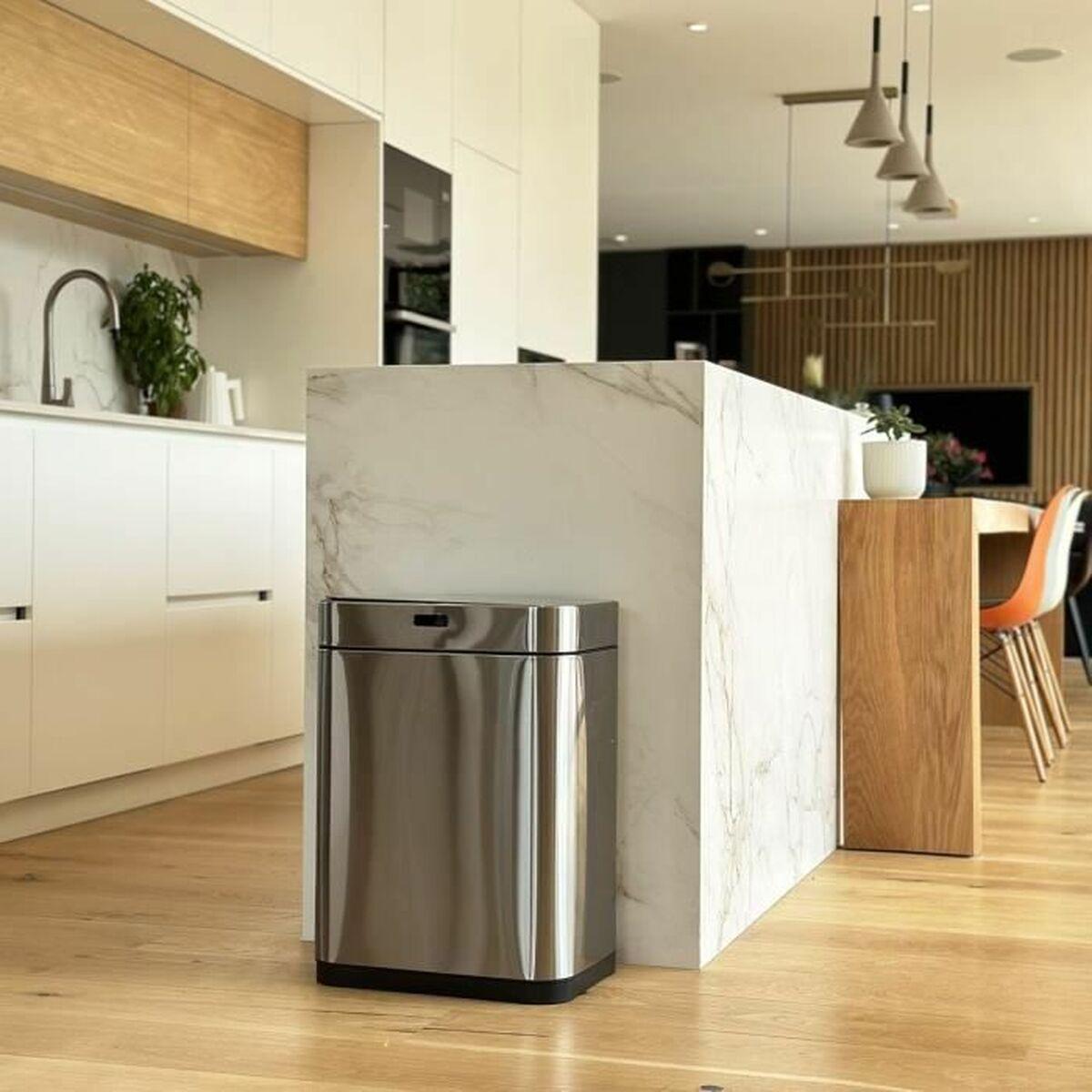 Cubo de basura Kitchen Move Gris Metal Acero Inoxidable 60 L
