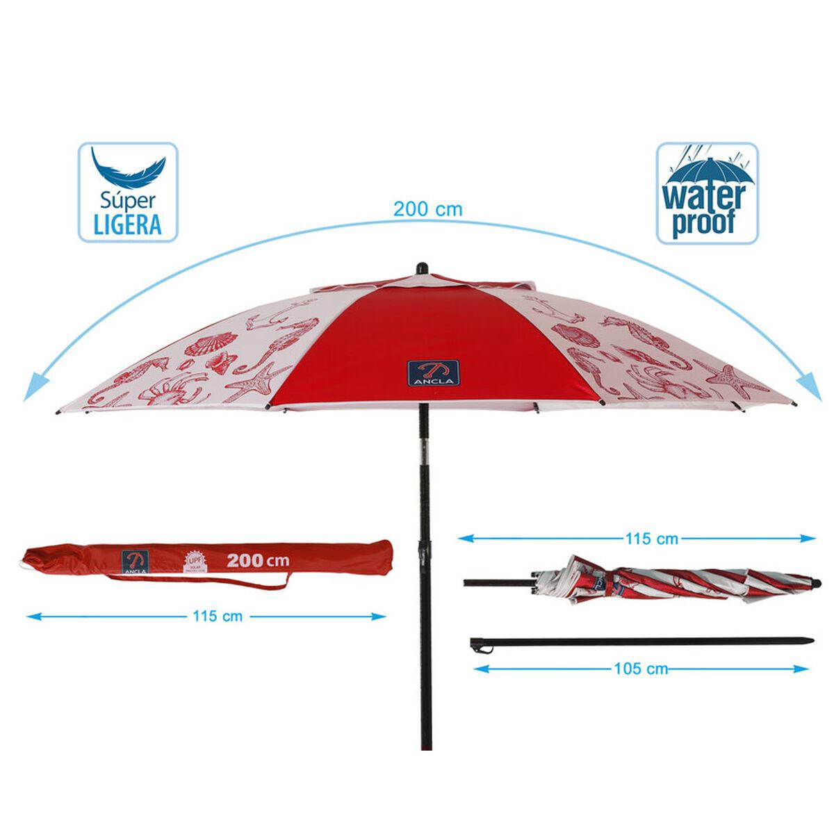 Sombrilla de playa Rojo Ø 200 cm SPF50+ Marino