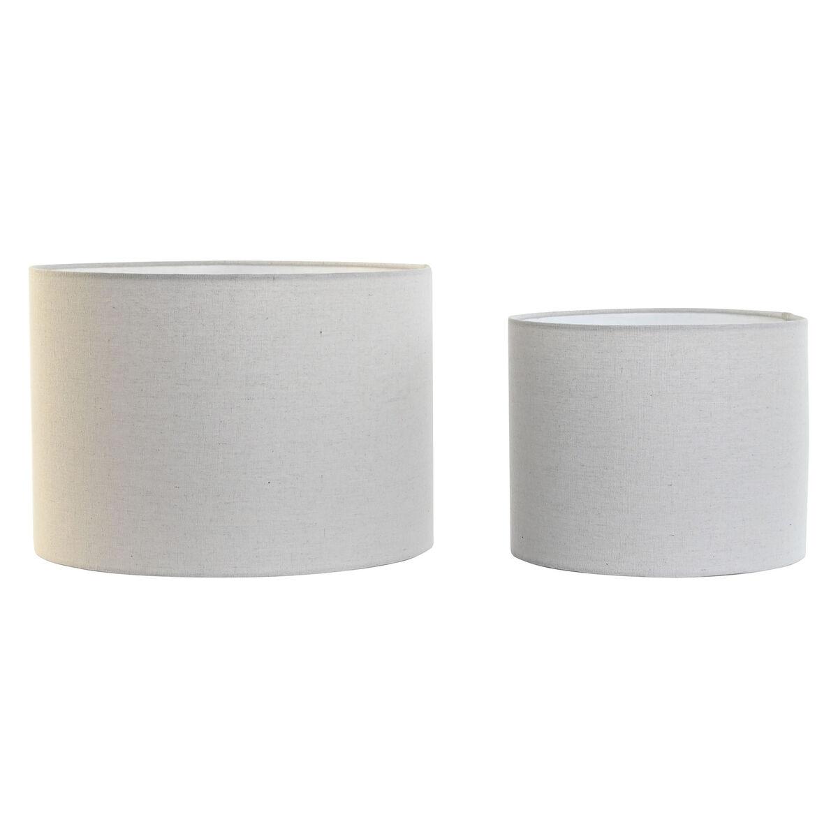 Pantalla de Lámpara Home ESPRIT Beige Lino Metal 40 x 40 x 28 cm (2 Unidades)