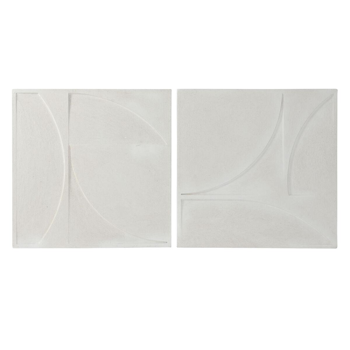 Decoración de Pared Home ESPRIT Blanco Moderno 80 x 4 x 80 cm (2 Unidades)