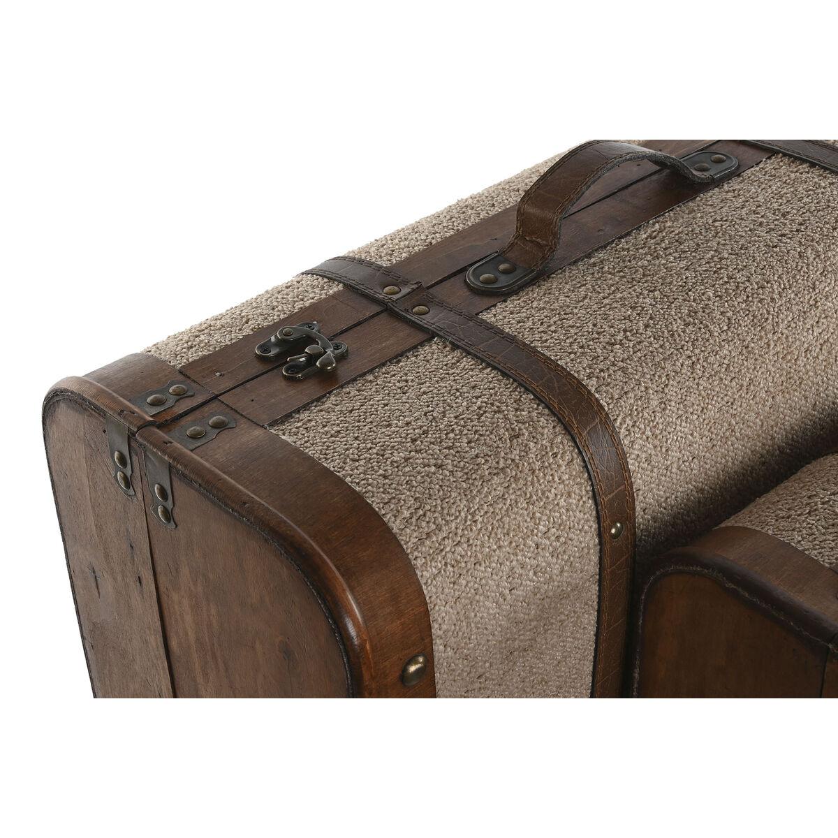 Juego de Baúles Home ESPRIT Marrón Beige Poliéster Madera 60 x 37 x 24 cm