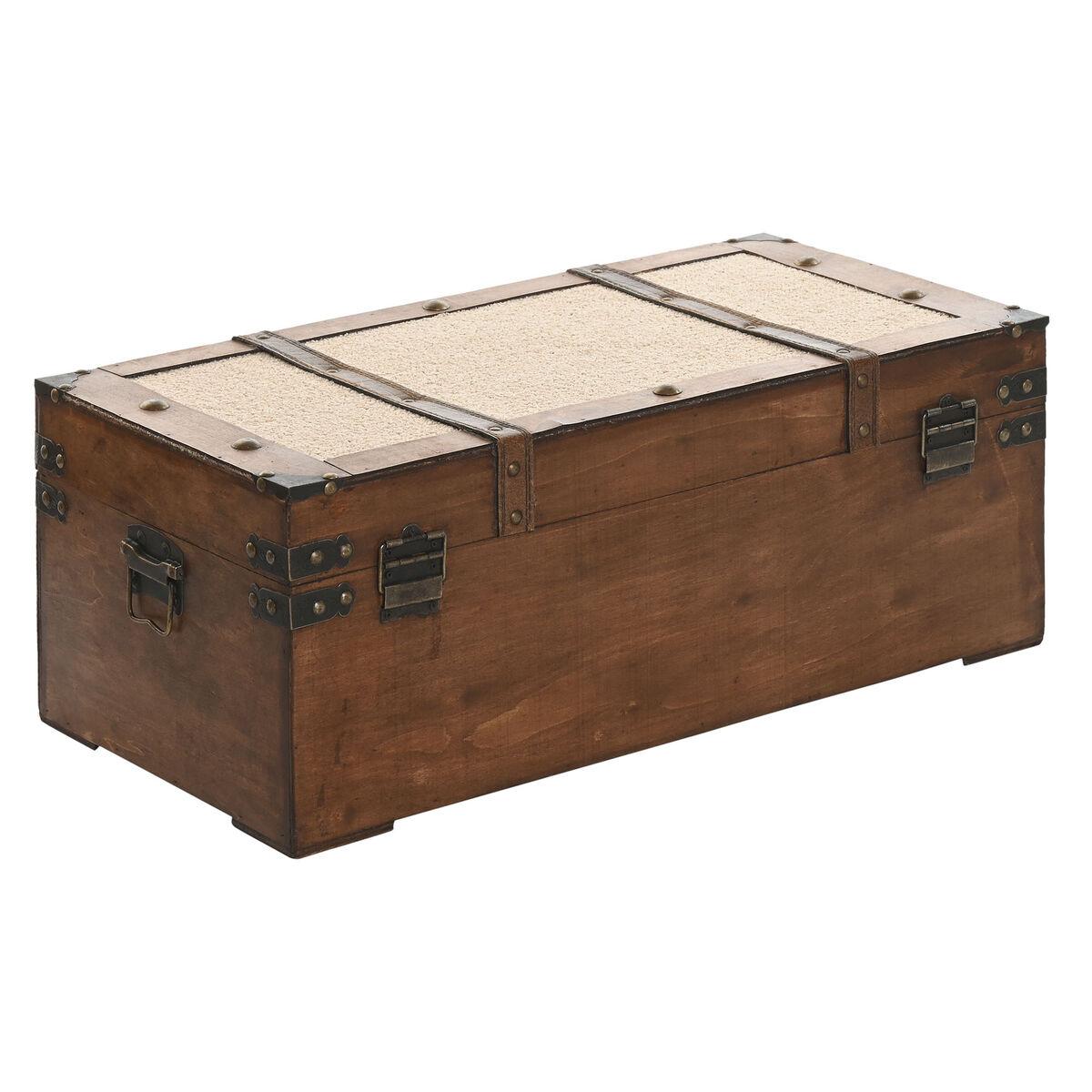 Juego de Baúles Home ESPRIT Marrón Beige Poliéster Madera 80 x 49 x 45 cm (3 Unidades)