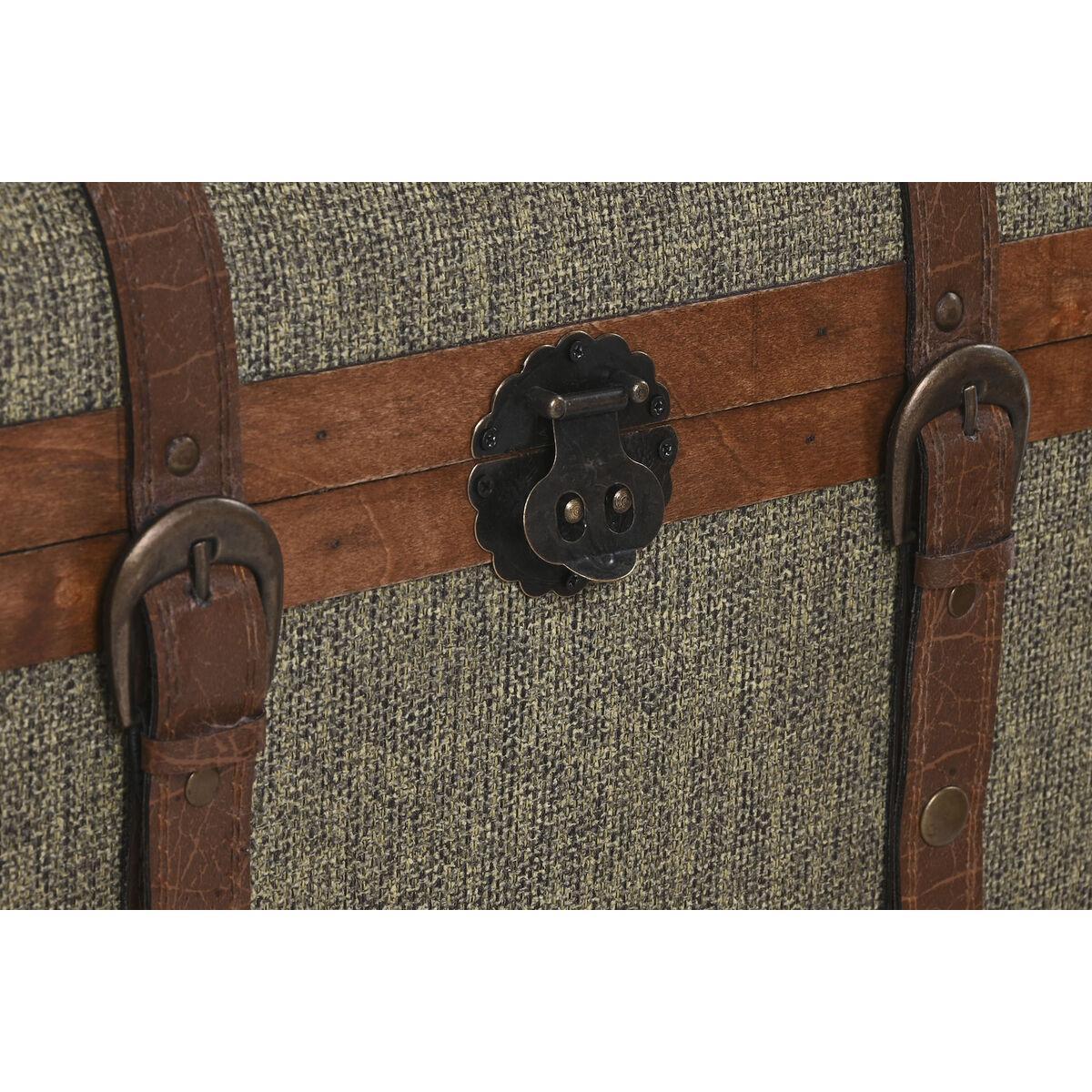 Juego de Baúles Home ESPRIT Verde Multicolor Madera Lienzo Tropical 60 x 43,5 x 42 cm (3 Unidades)