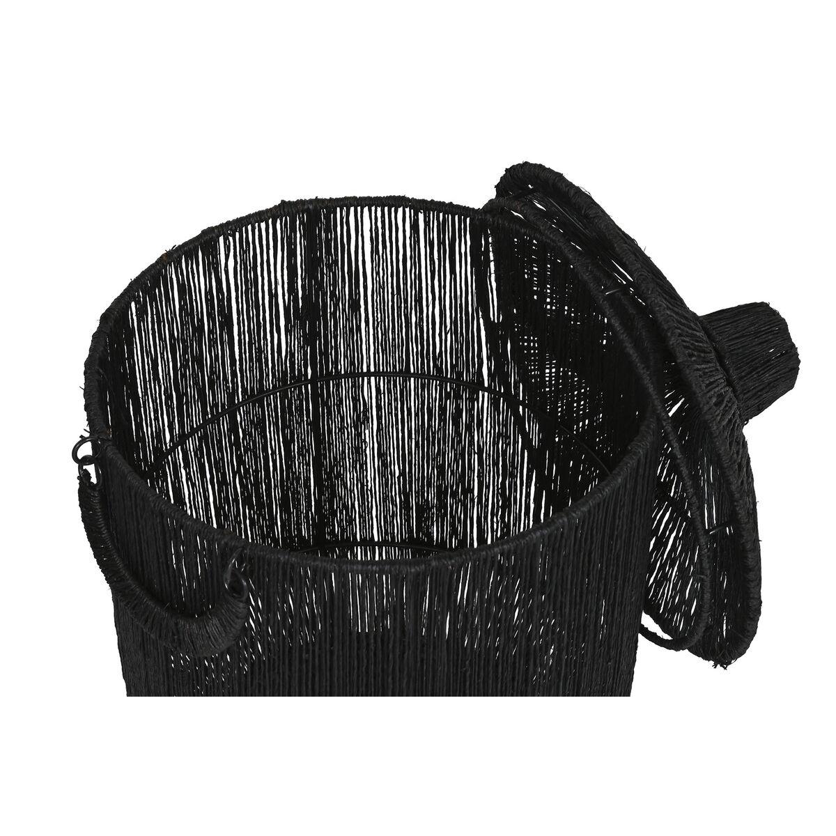 Juego de Cestas Home ESPRIT Negro Yute Metal (2 Piezas)