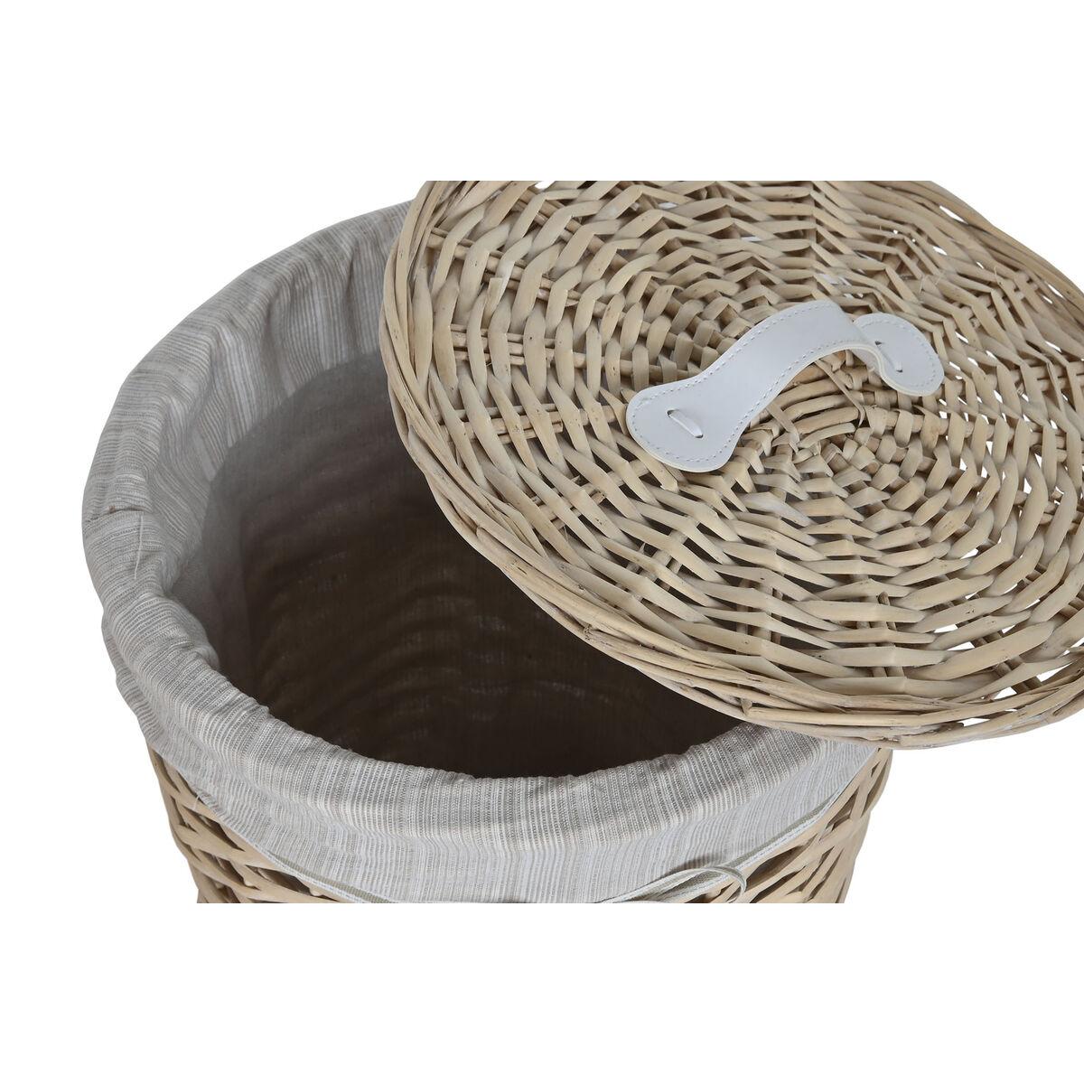 Cesto para la Ropa Sucia Home ESPRIT Crema Mimbre Shabby Chic 45 x 45 x 55 cm 3 Piezas