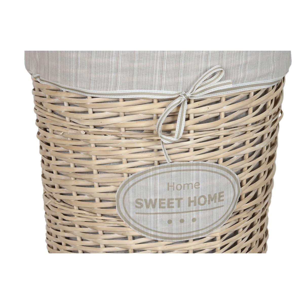 Cesto para la Ropa Sucia Home ESPRIT Crema Mimbre Shabby Chic 45 x 45 x 55 cm 3 Piezas