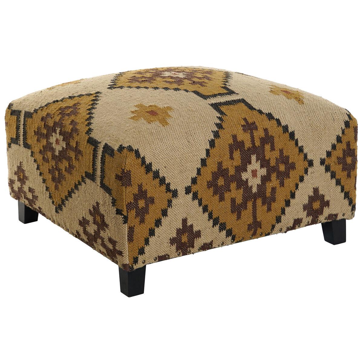 Reposapiés Home ESPRIT Beige Mostaza 80 x 80 x 44 cm