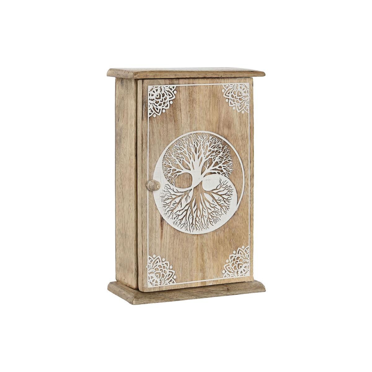 Armario de llaves Home ESPRIT Blanco Natural 18 x 7,5 x 28 cm