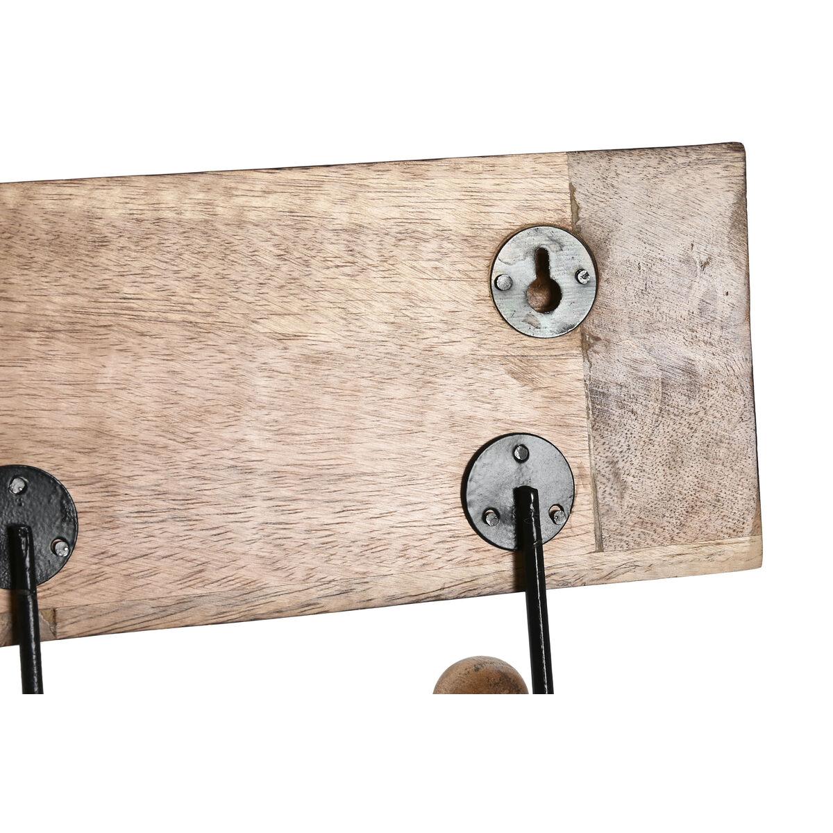 Perchero de Pared Home ESPRIT Blanco Negro Natural Metal Madera de mango Buda 38 x 5 x 16 cm