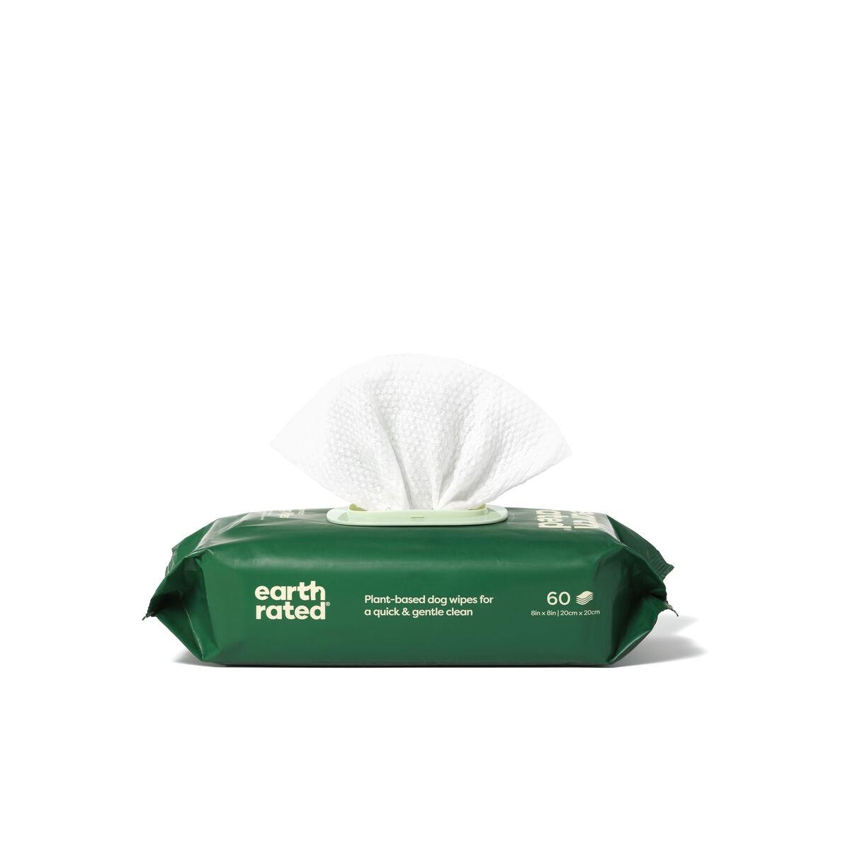 Toallitas Húmedas para Mascotas Earth Rated Sin perfume (60 Piezas)