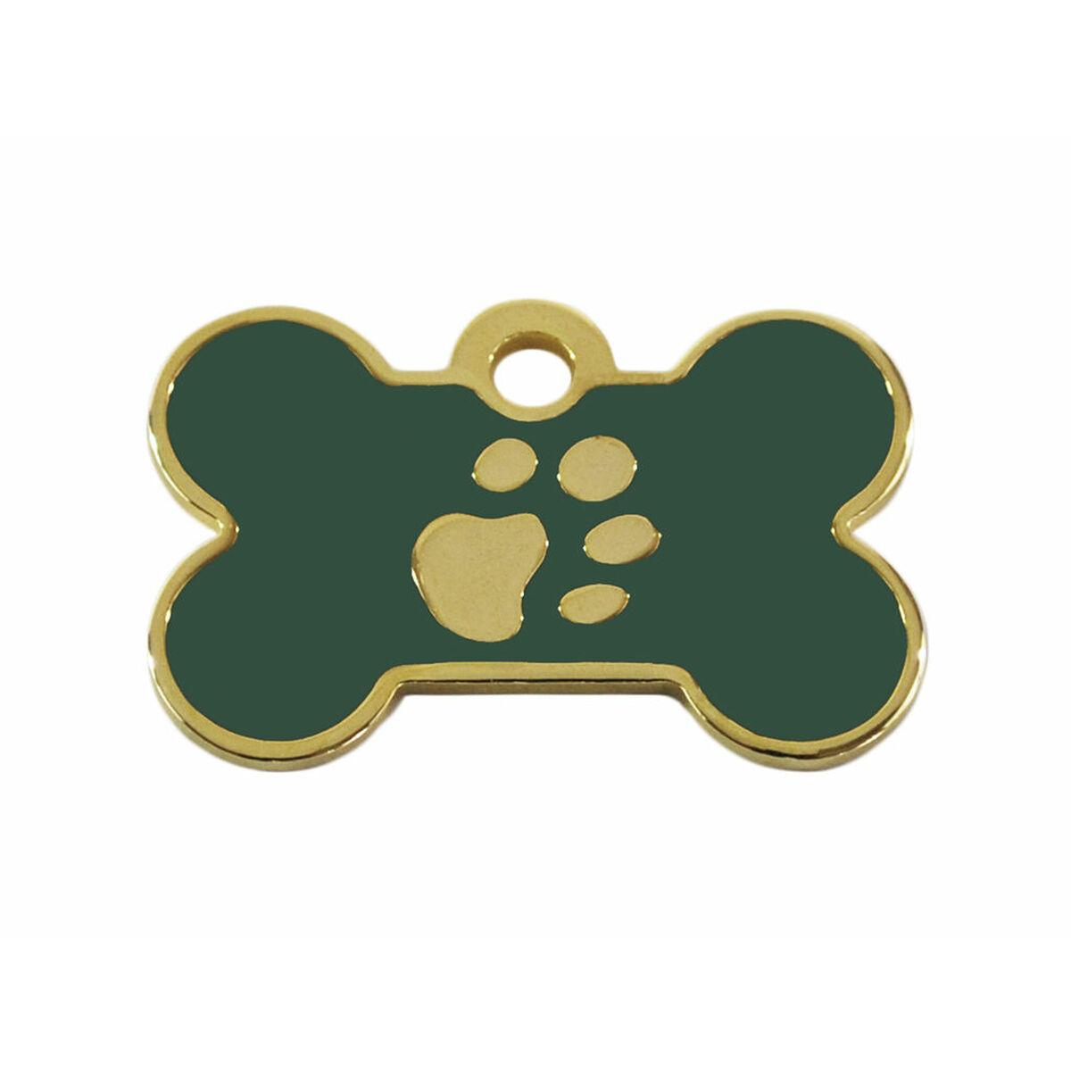 Placa identificativa para collar Imarc   Verde Dorado Hueso Aluminio
