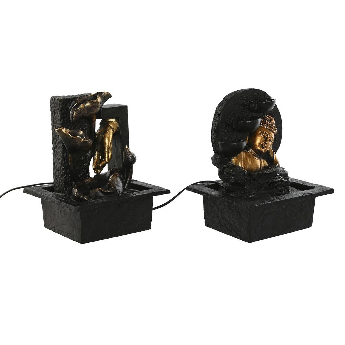Fuente de Jardín Home ESPRIT Resina Buda Oriental 21 x 19 x 27 cm (2 Unidades)