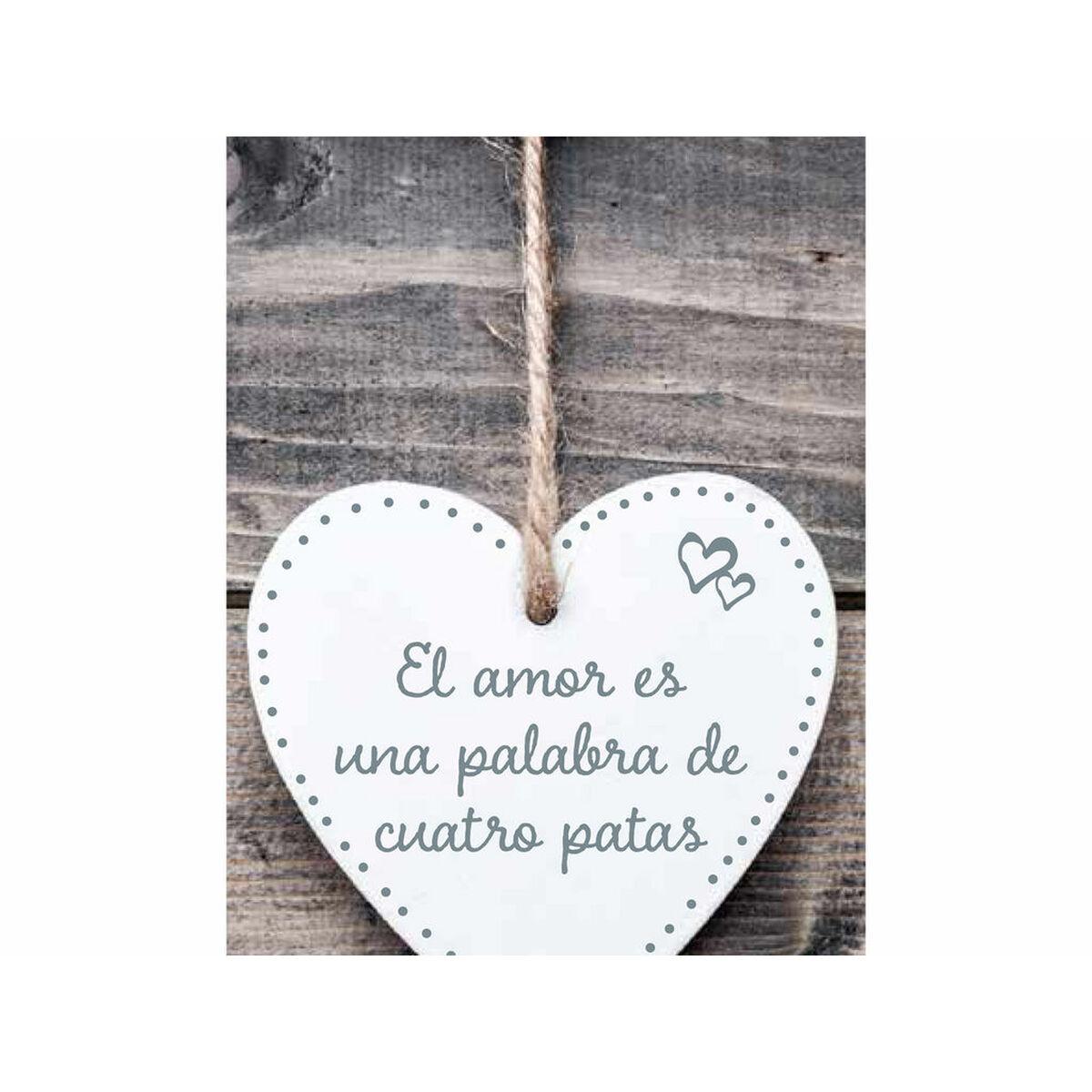 Decoración Colgante Magnet & Steel El amor es una palabra de cuatro patas Corazón 13 x 13 x 0,8 cm