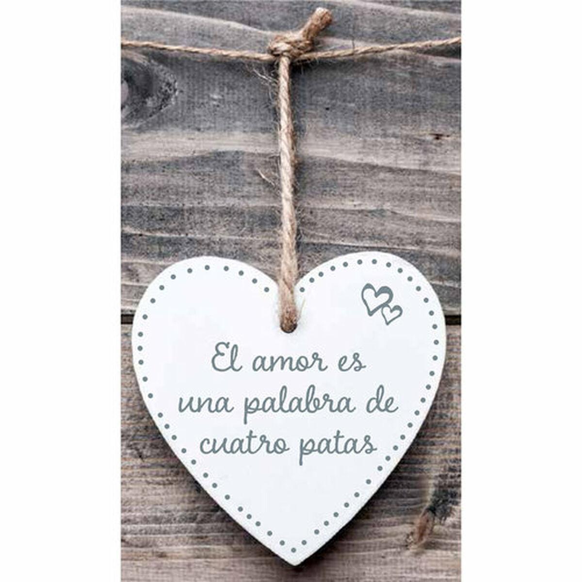 Decoración Colgante Magnet & Steel El amor es una palabra de cuatro patas Corazón 13 x 13 x 0,8 cm