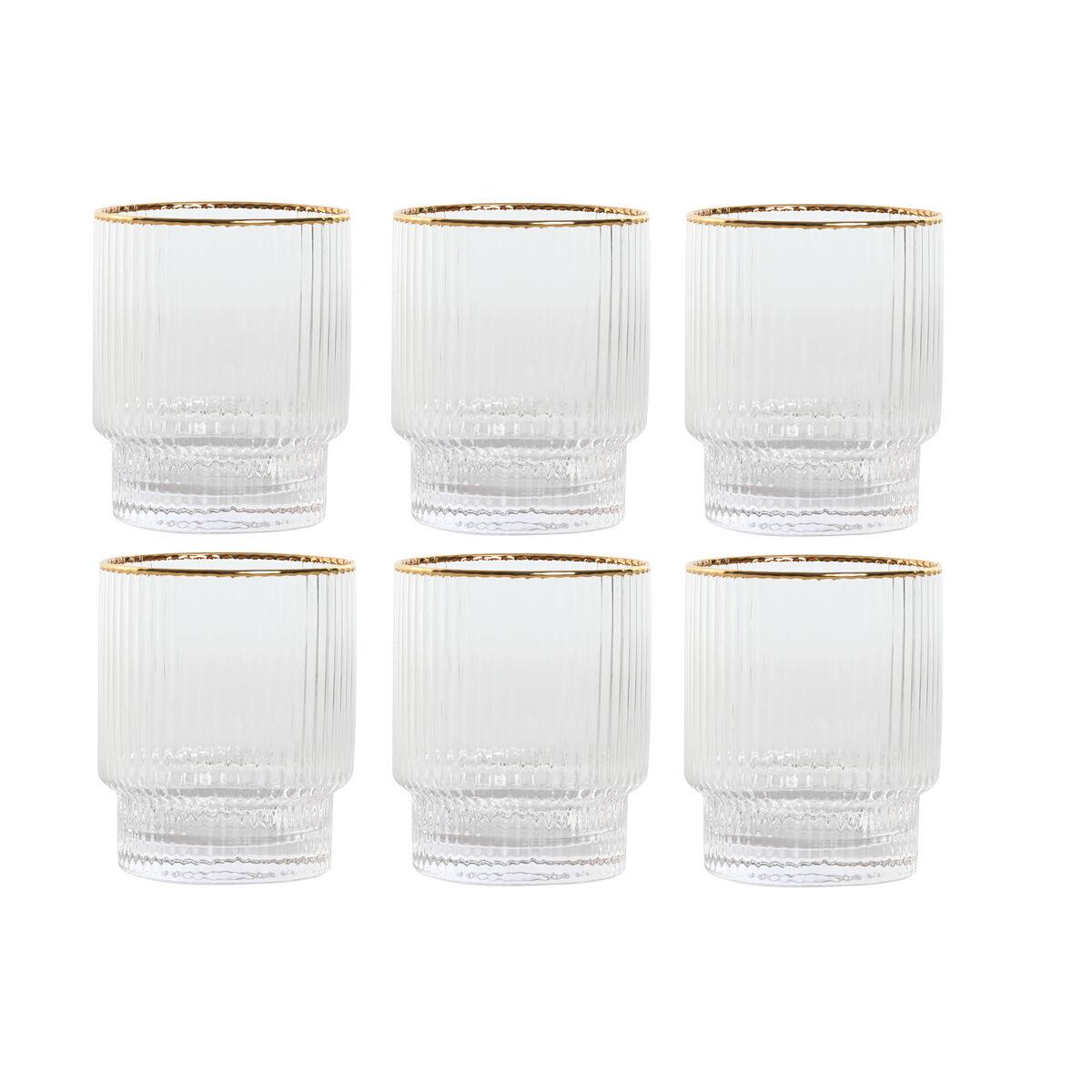 Set de Vasos Home ESPRIT Transparente Dorado Cristal 320 ml (6 Unidades)