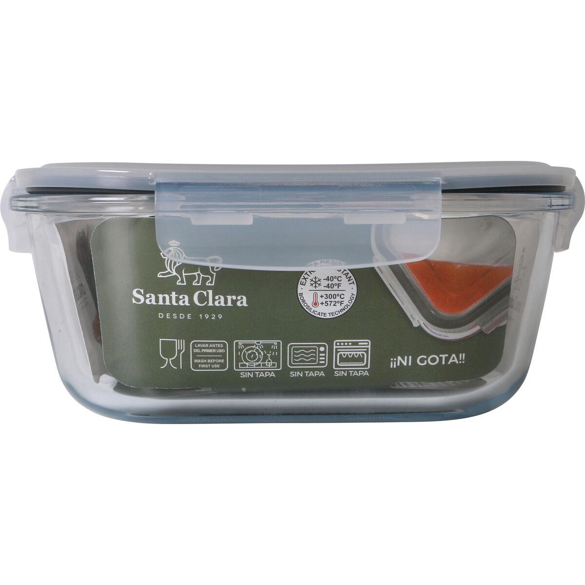 Fiambrera Hermética Santa Clara Transparente Rectangular 2,4 L (4 Unidades)