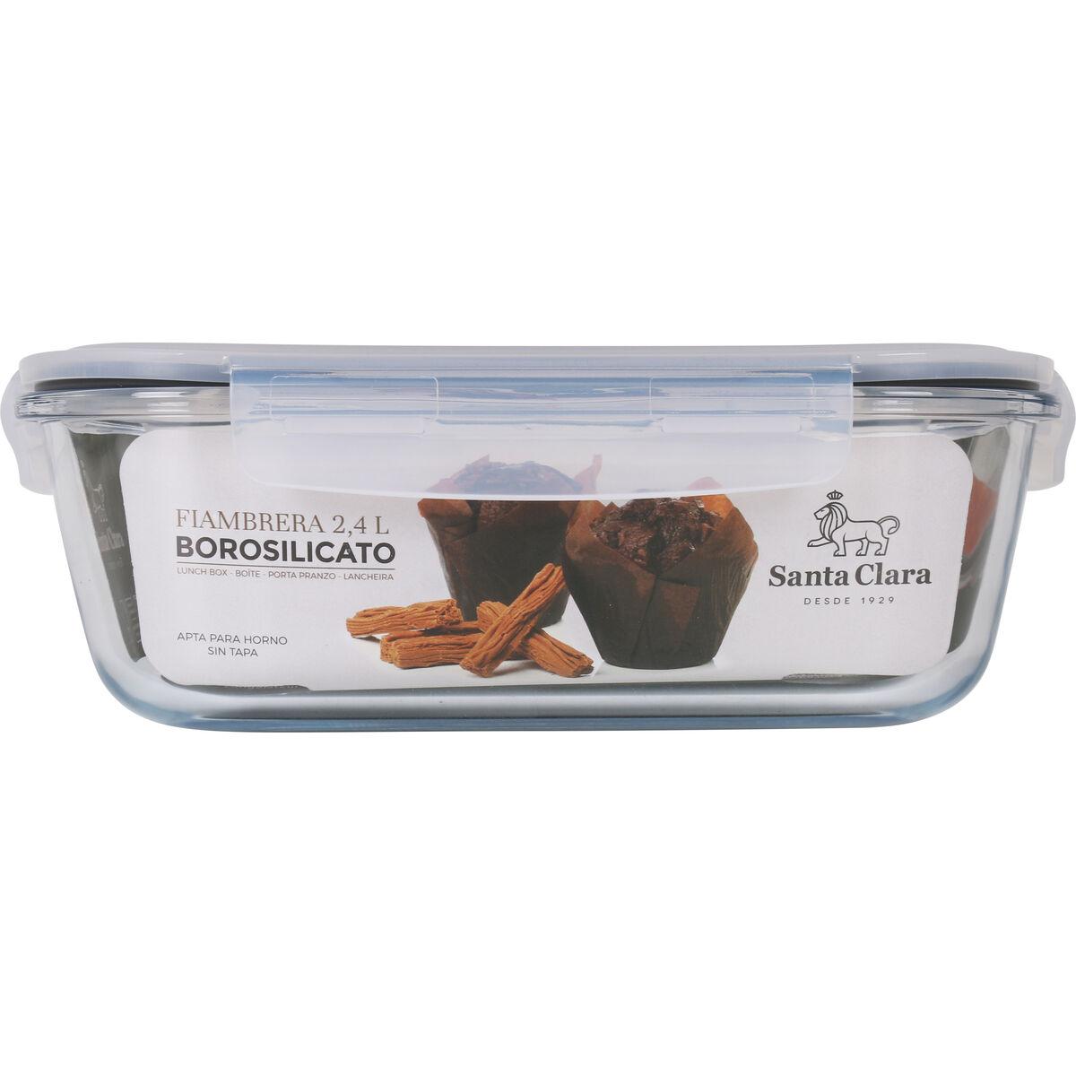 Fiambrera Hermética Santa Clara Transparente Rectangular 2,4 L (4 Unidades)