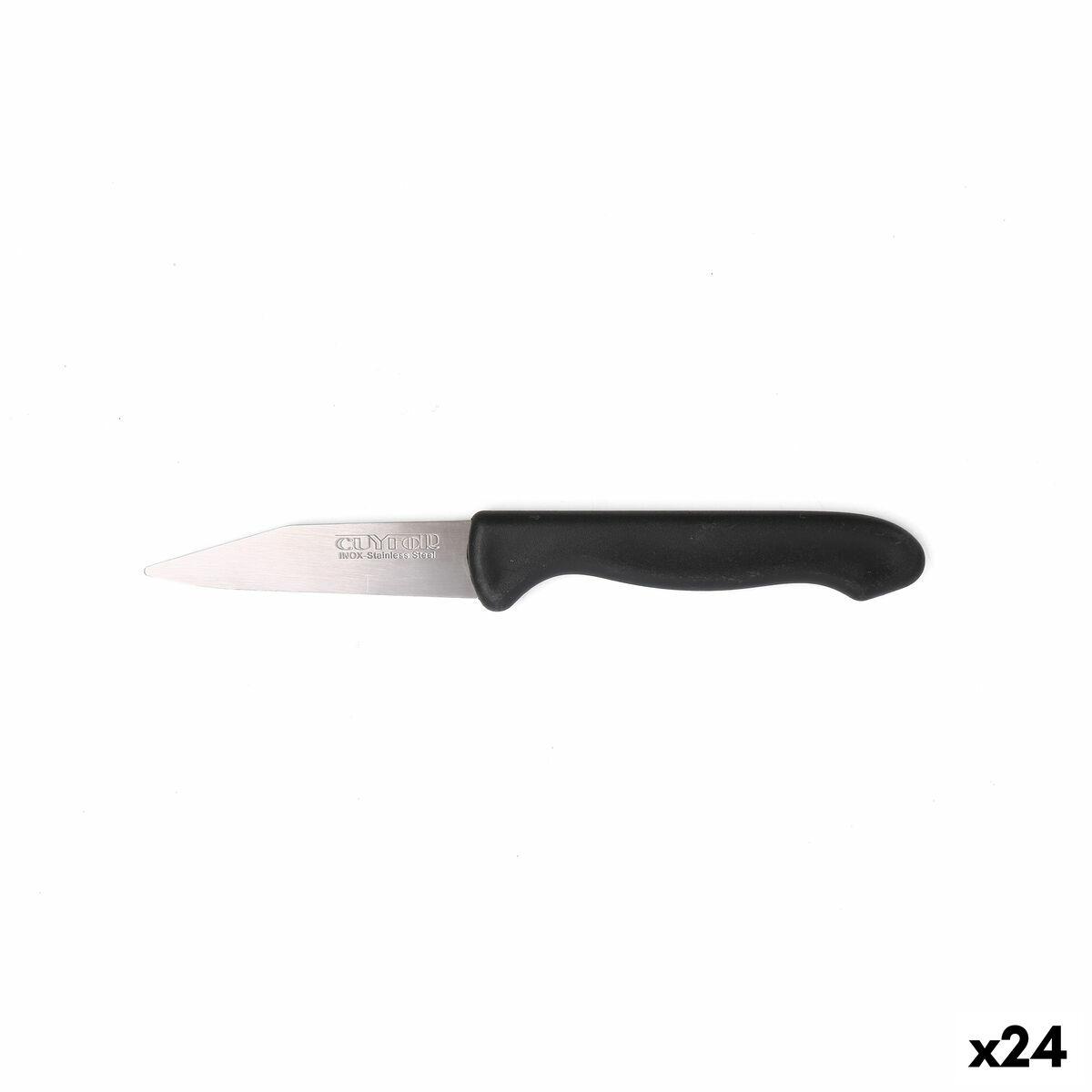 Set de Cuchillos Peladores Cuyfor Negro Plateado Acero Inoxidable 7,5 cm 6 Piezas (24 Unidades)